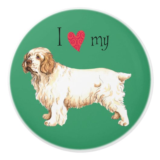 Ik hou van mijn Clumber Spaniel Keramische Knop (Voorkant)