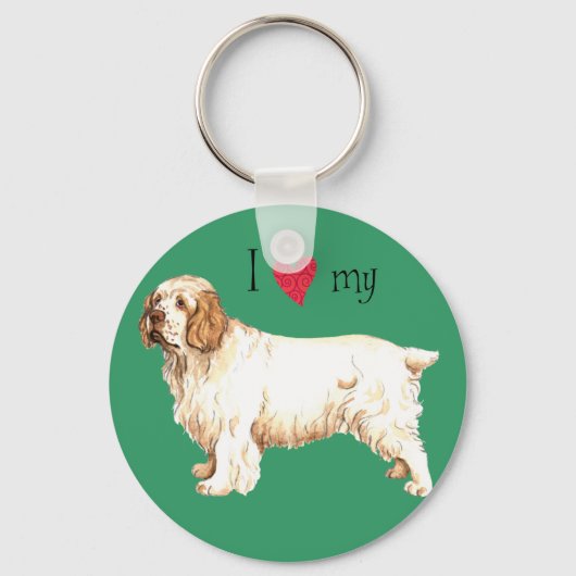 Ik hou van mijn Clumber Spaniel Sleutelhanger (Voorkant)