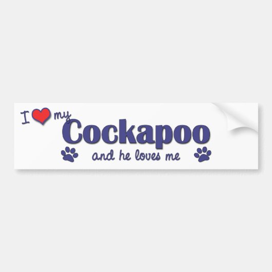 Ik hou van mijn Cockapoo (Mannelijke hond) Bumpersticker (Voorkant)