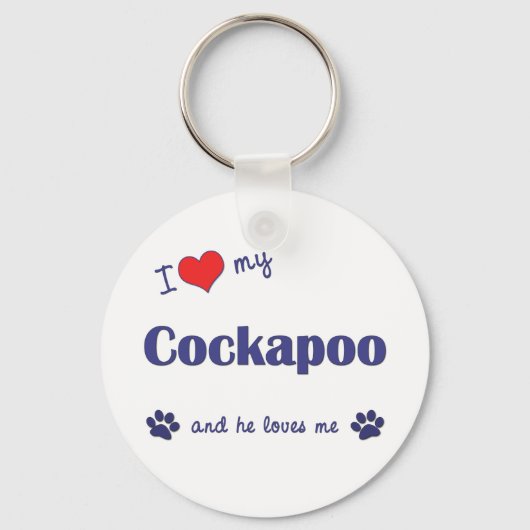 Ik hou van mijn Cockapoo (Mannelijke hond) Sleutelhanger (Voorkant)
