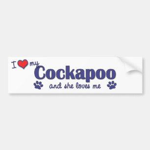 Ik hou van mijn Cockapoo (Vrouw Dog) Bumpersticker