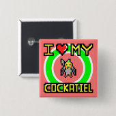 Ik hou van mijn Cockatiel Vierkante Button 5,1 Cm (Voorkant /achterkant)