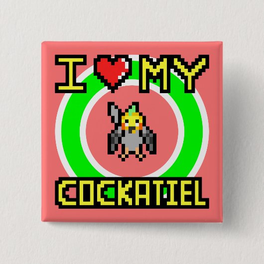 Ik hou van mijn Cockatiel Vierkante Button 5,1 Cm (Voorkant)