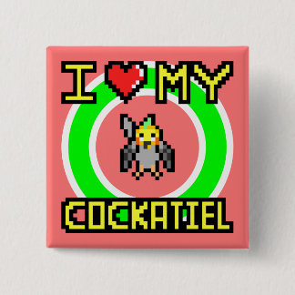 Ik hou van mijn Cockatiel Vierkante Button 5,1 Cm