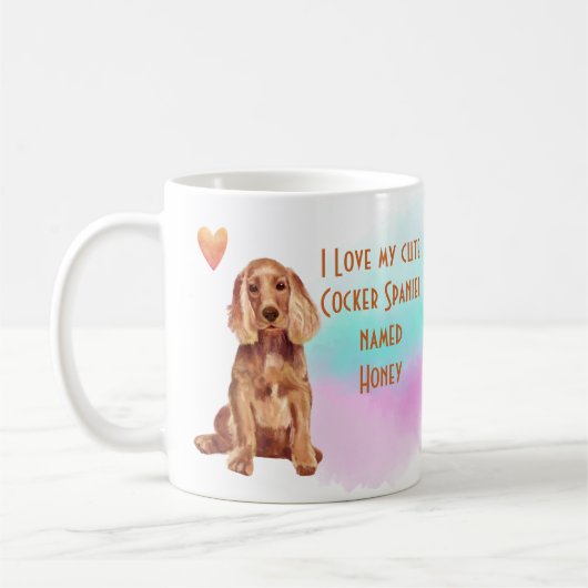 Ik hou van mijn Cocker Spaniel Custom Cartoon Dog Koffiemok (Links)