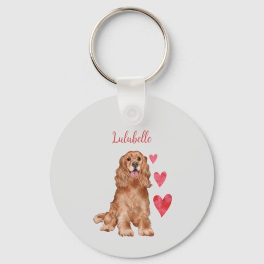 Ik hou van mijn Cocker Spaniel hond gepersonalisee Sleutelhanger (Voorkant)