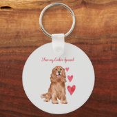 Ik hou van mijn Cocker Spaniel hond gepersonalisee Sleutelhanger (Achterkant)