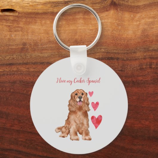 Ik hou van mijn Cocker Spaniel hond gepersonalisee Sleutelhanger (Achterkant)