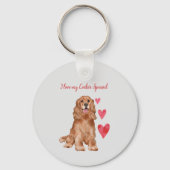 Ik hou van mijn Cocker Spaniel hond gepersonalisee Sleutelhanger (Achterkant)