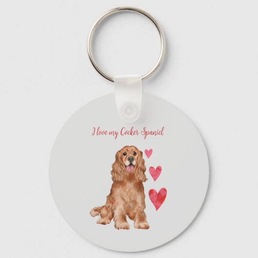 Ik hou van mijn Cocker Spaniel hond gepersonalisee Sleutelhanger (Achterkant)