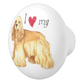 Ik hou van mijn Cocker Spaniel Keramische Knop (Rechts)