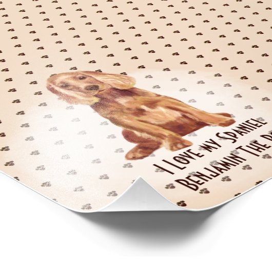 Ik hou van mijn Cocker Spaniel Name Custom Cartoon Foto Afdruk (Hoek)