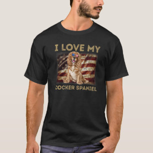 Ik hou van mijn Cocker Spaniel papa Mam American F T-shirt