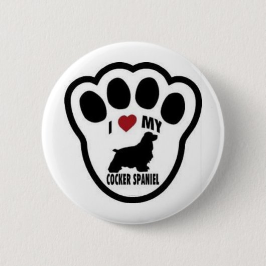 Ik hou van mijn Cocker Spaniel Paw Print Ronde Button 5,7 Cm (Voorkant)