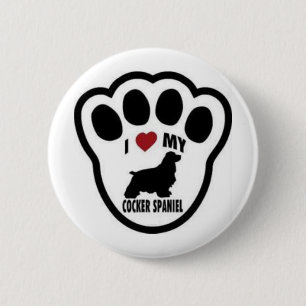 Ik hou van mijn Cocker Spaniel Paw Print Ronde Button 5,7 Cm