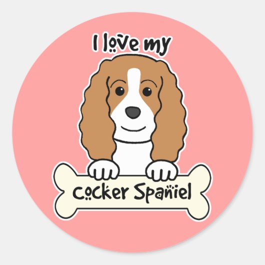 Ik hou van mijn Cocker Spaniel Ronde Sticker (Voorkant)