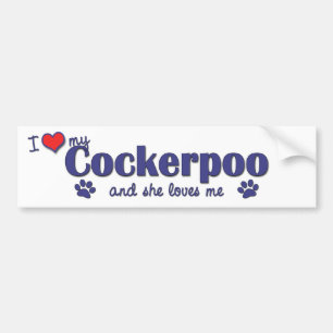 Ik hou van mijn Cockerpoo (Vrouw Dog) Bumpersticker