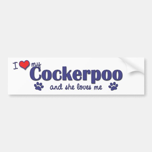 Ik hou van mijn Cockerpoo (Vrouw Dog) Bumpersticker (Voorkant)