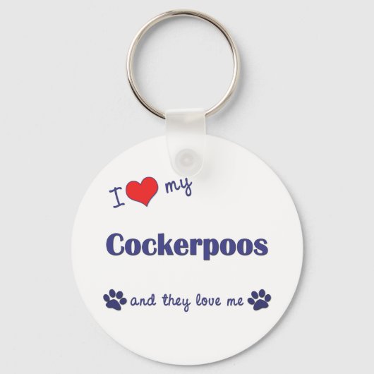 Ik hou van mijn Cockerpoos (meerdere honden) Sleutelhanger (Voorkant)