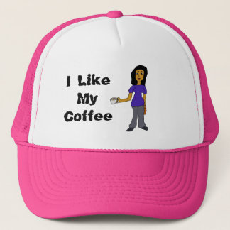 Ik hou van mijn Coffee Latina Vrouw Cartoon Trucker Pet