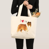Ik hou van mijn Collie Grote Tote Bag (Voorkant (product))
