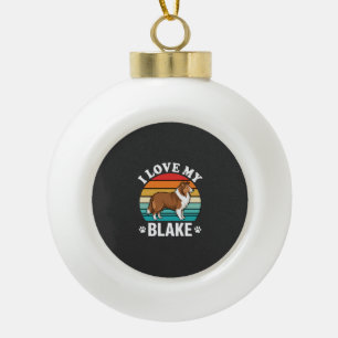 Ik hou van mijn Collie-hond Retro zonsondergang Keramische Bal Ornament