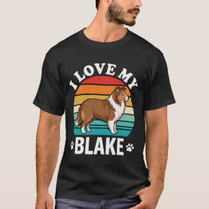 Ik hou van mijn Collie-hond Retro zonsondergang T-shirt