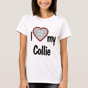 Ik hou van mijn Collie Schattige Rode Hart Foto Li T-shirt