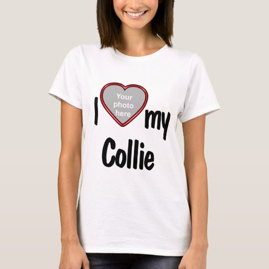 Ik hou van mijn Collie Schattige Rode Hart Foto Li T-shirt (Voorkant)
