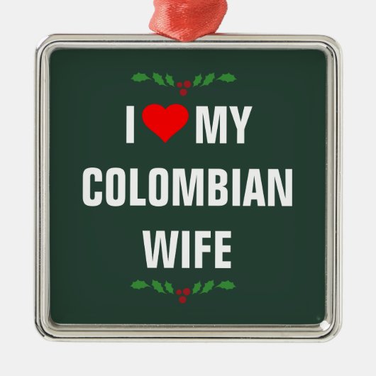 Ik hou van mijn Colombiaanse vrouw, Kerstmis, Metalen Ornament (Voorkant)