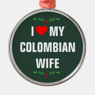 Ik hou van mijn Colombiaanse vrouw, Kerstmis, Metalen Ornament
