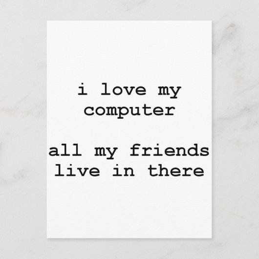 ik hou van mijn computer briefkaart (Voorkant)