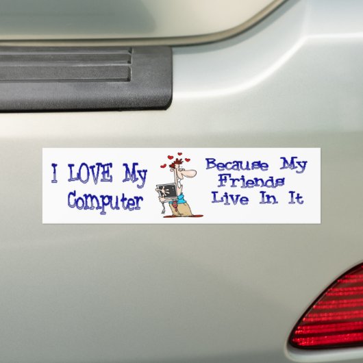 Ik hou van mijn computer bumper sticker (Op auto)