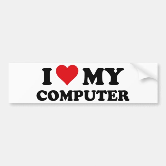 Ik hou van mijn computer bumpersticker (Voorkant)