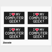Ik hou van mijn computer Geek Rechthoekige Sticker (Vel)