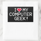 Ik hou van mijn computer Geek Rechthoekige Sticker (Tas)