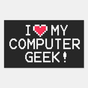 Ik hou van mijn computer Geek Rechthoekige Sticker