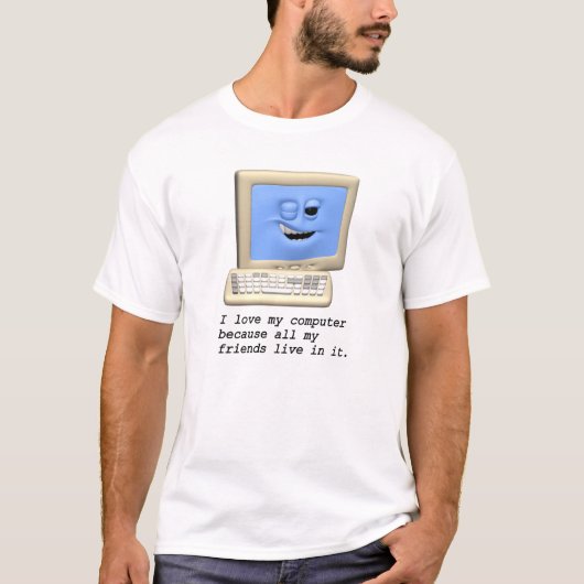 Ik hou van mijn computer... T-shirt (Voorkant)