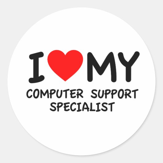 Ik hou van mijn computersupportspecialist ronde sticker (Voorkant)