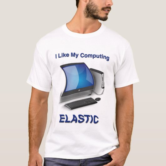 Ik hou van mijn computersysteem elastisch t-shirt (Voorkant)
