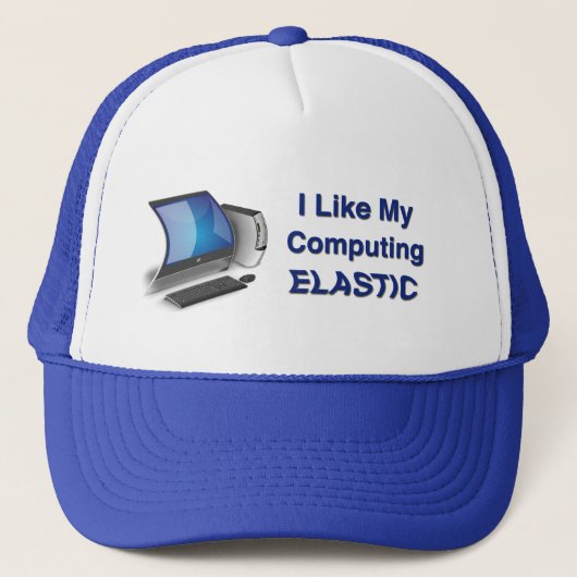 Ik hou van mijn computersysteem elastisch trucker pet (Voorkant)