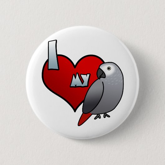 Ik hou van mijn Congo Afrikaanse grijze Button (Voorkant)