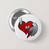 Ik hou van mijn Congo Afrikaanse grijze Button (Voorkant /achterkant)