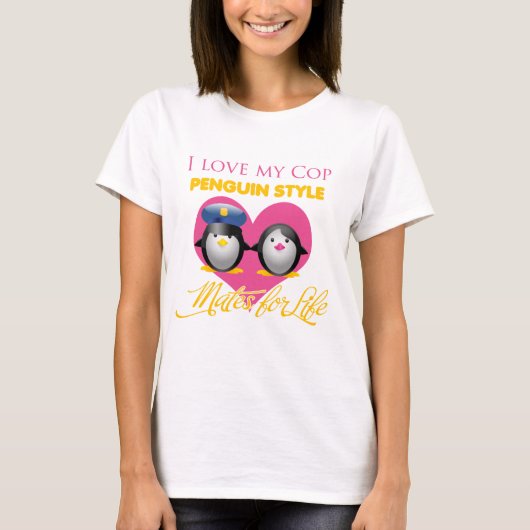 Ik hou van mijn Cop Penguin Style T-shirt (Voorkant)