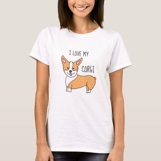 Ik hou van mijn Corgi Dog Cartoon T-shirt (Voorkant)