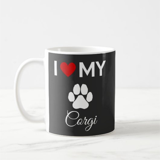 Ik hou van mijn Corgi hond aangepaste tekst Koffiemok (Links)