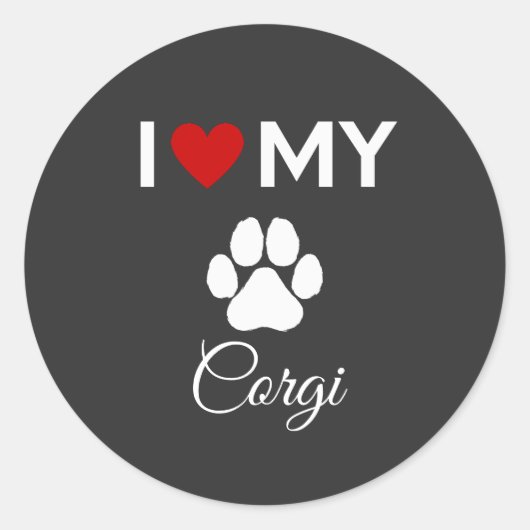 Ik hou van mijn Corgi hond aangepaste tekst Ronde Sticker (Voorkant)