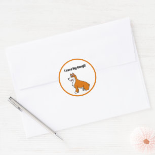 Ik hou van mijn Corgi-hond Tan en witte Cartoon Ronde Sticker