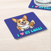 Ik hou van mijn Corgi Kartonnen Onderzetters (Schuin)