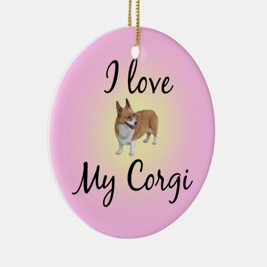 Ik hou van mijn Corgi Keramisch Ornament (Rechts)